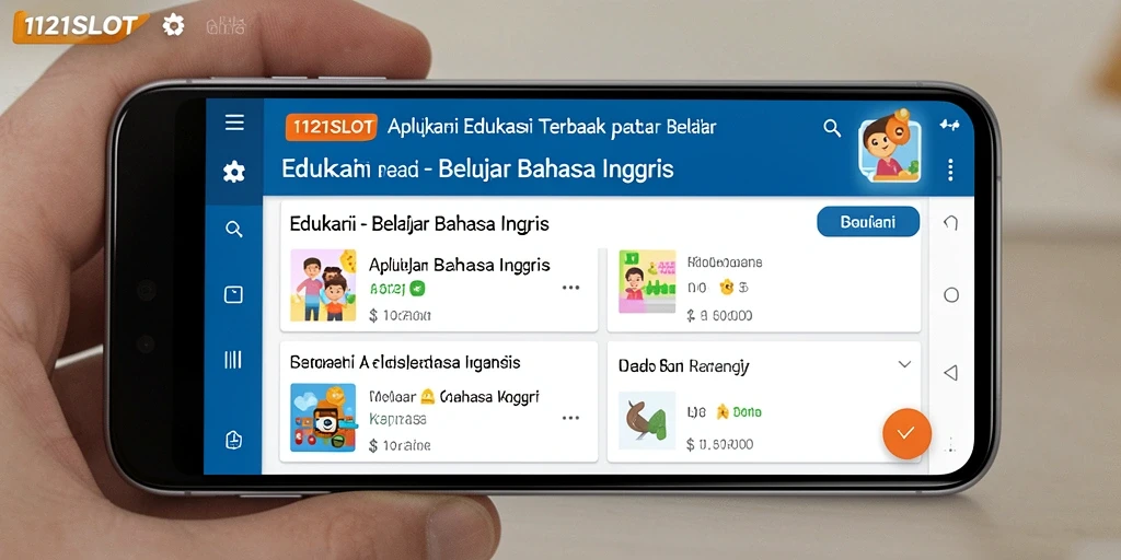 Antarmuka aplikasi belajar bahasa Inggris 1121SLOT yang interaktif dan mudah digunakan.