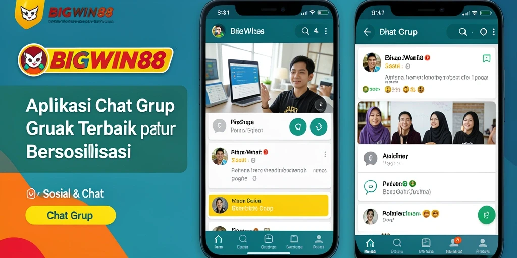 Tampilan antarmuka aplikasi BIGWIN88 dalam fungsi Chat Grup.
