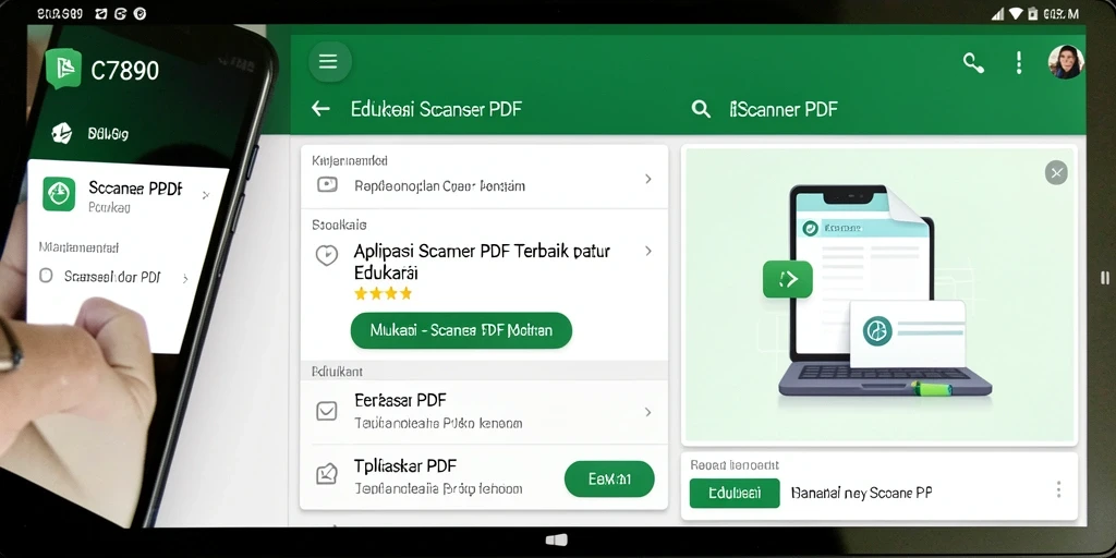 Tampilan antarmuka pengguna C7890 saat memindai dokumen PDF.