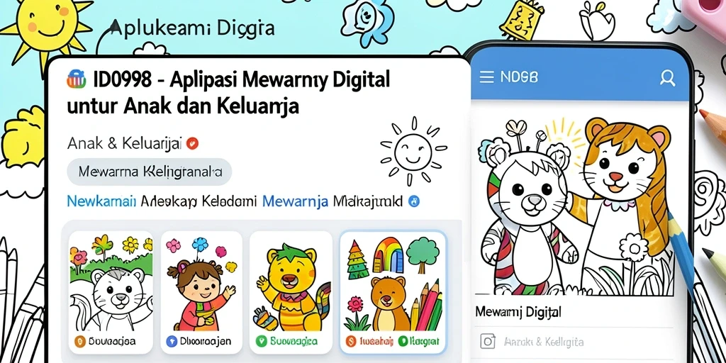 Tampilan antarmuka ID098 yang ramah anak dan penuh warna.