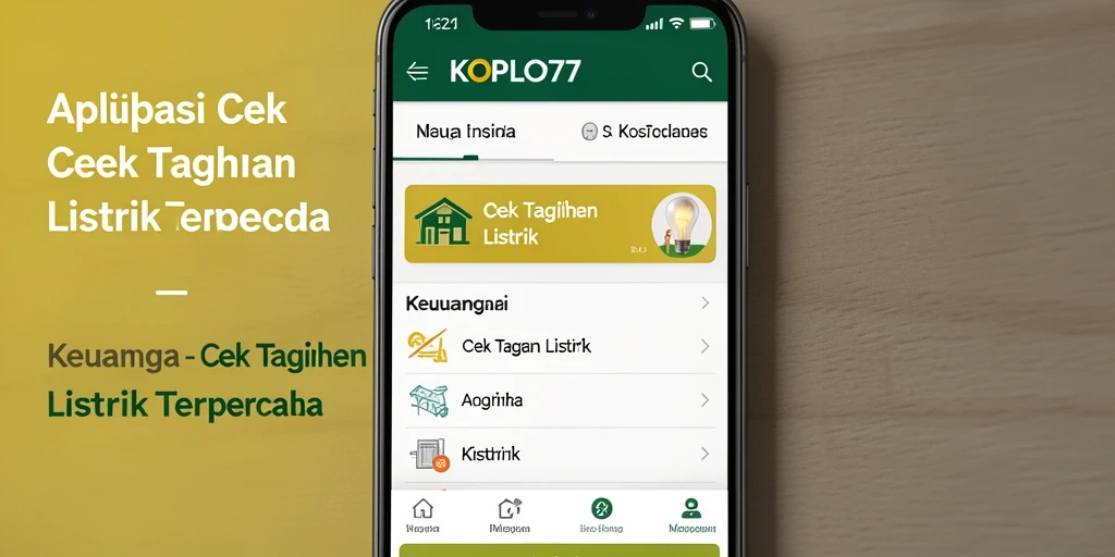 Tampilan antarmuka KOPLO77 untuk cek tagihan listrik.