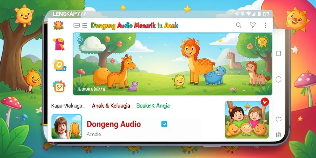 Tampilan antarmuka LENGKAP777 yang menarik untuk dongeng audio.