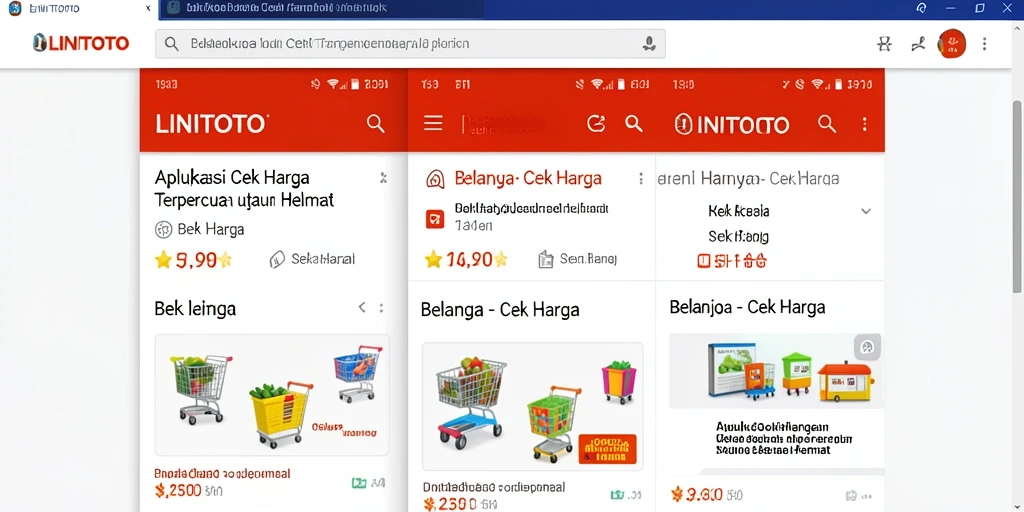 Tampilan antarmuka LINITOTO menampilkan fungsi Cek Harga yang mudah digunakan.