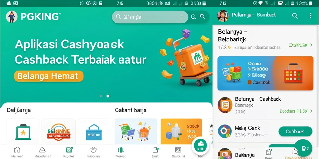 Antarmuka PGKING yang sederhana dan fungsional untuk belanja cashback.