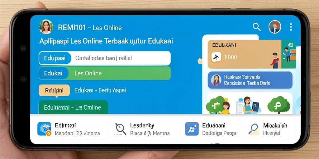 Antarmuka aplikasi REMI101 yang intuitif dan interaktif untuk Les Online.